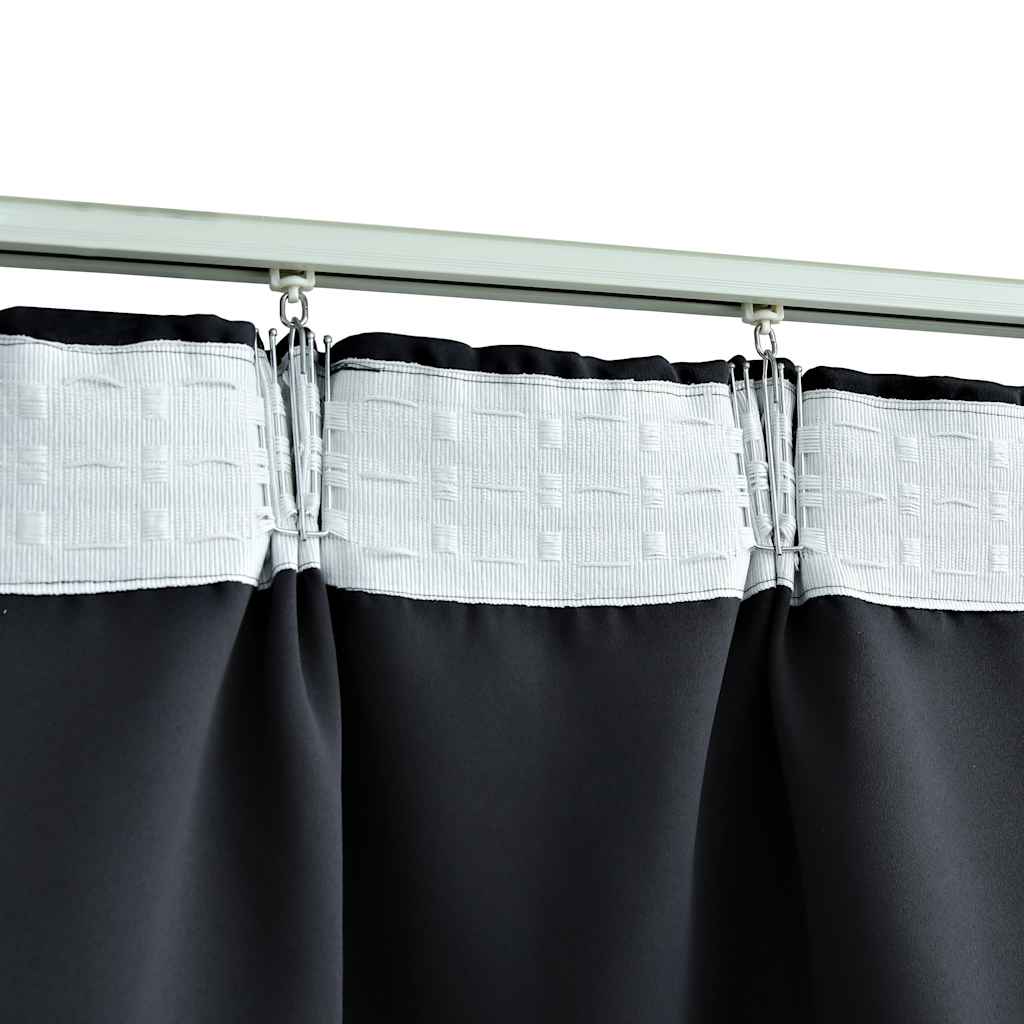 vidaXL Cortinas blackout com ganchos 2 pcs 140x175 cm preto