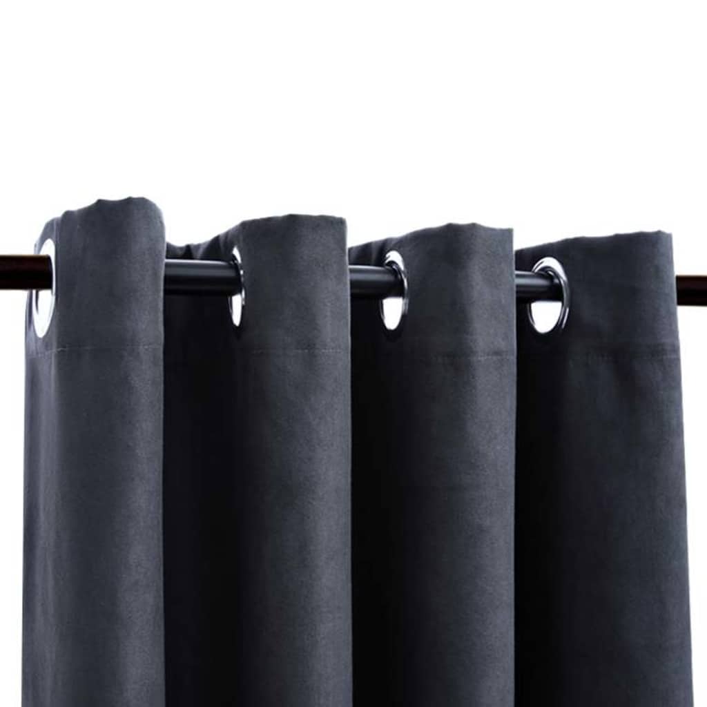 vidaXL Cortinas blackout c/ argolas em metal 2 pcs 140x175cm antracite