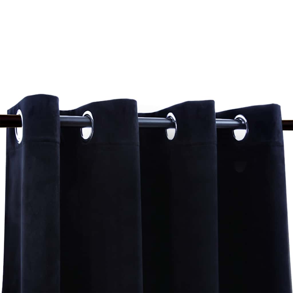 vidaXL Cortina blackout com argolas em metal 290x245 cm veludo preto