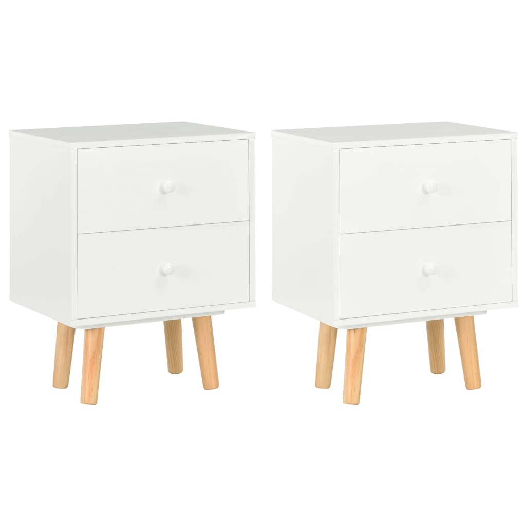 vidaXL Mesas cabeceira 2 pcs 40x30x50cm madeira de pinho maciça branco