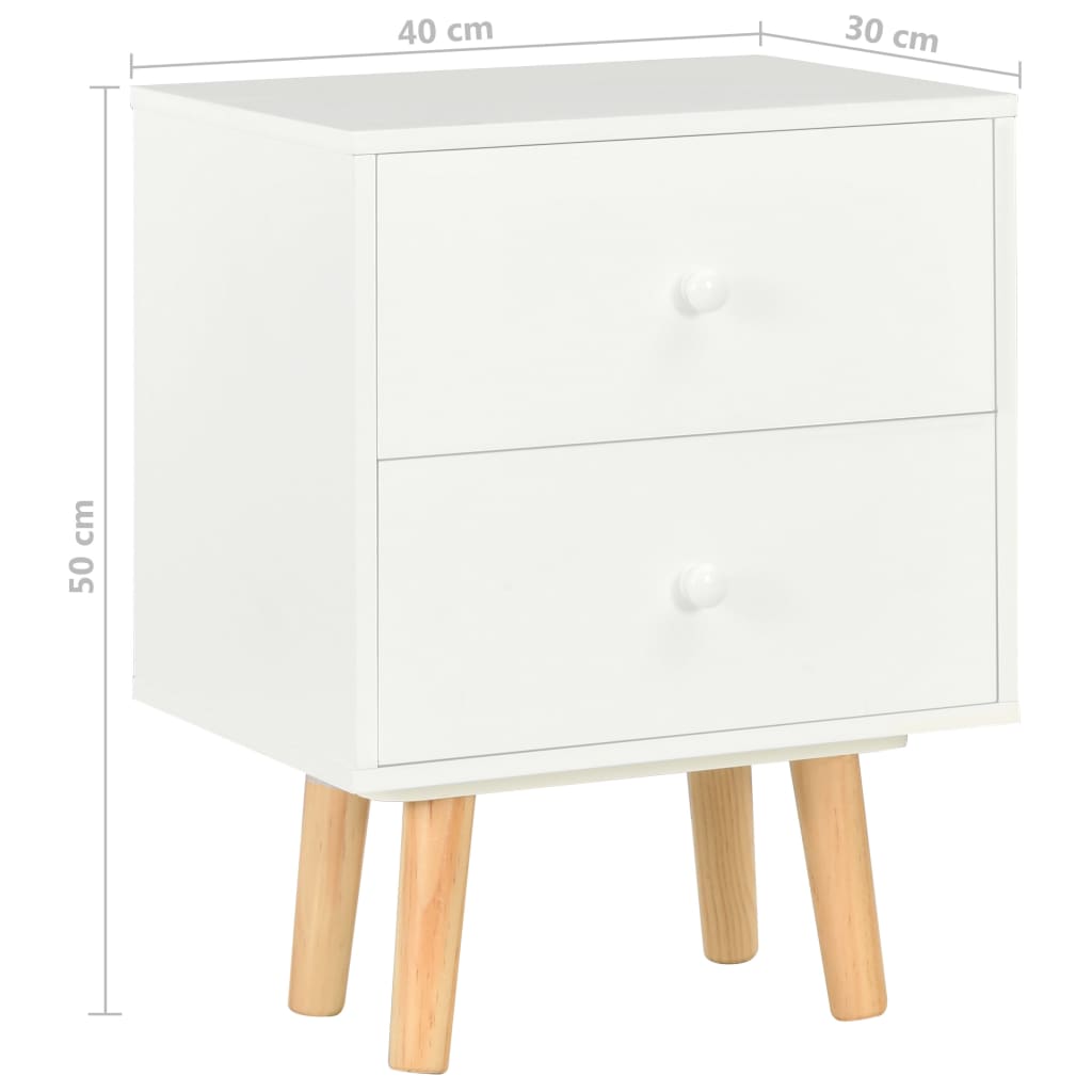 vidaXL Mesas cabeceira 2 pcs 40x30x50cm madeira de pinho maciça branco