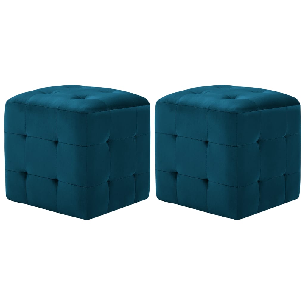 vidaXL Pufe 2 pcs 30x30x30 cm veludo azul