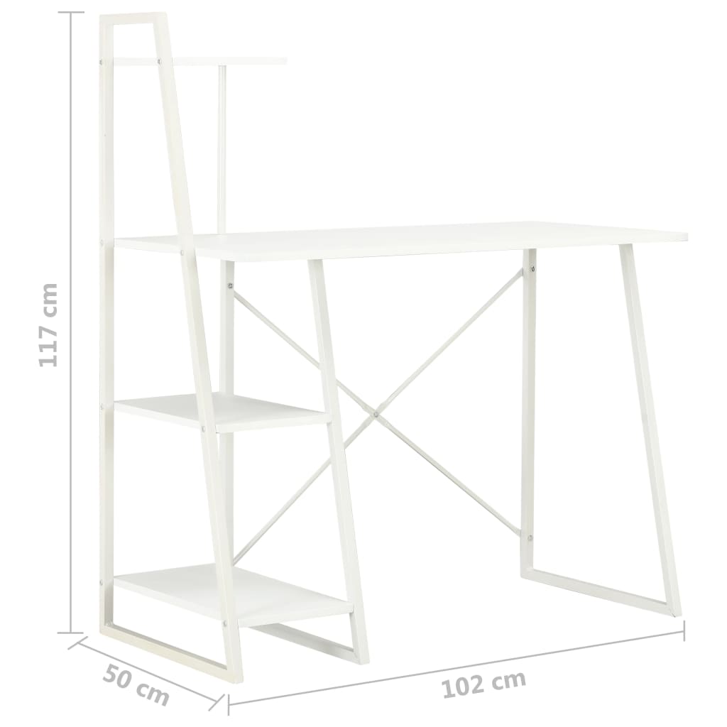 vidaXL Secretária com unidade de prateleiras 102x50x117 cm branco