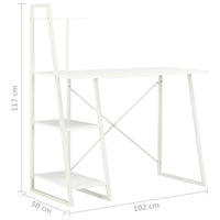 vidaXL Secretária com unidade de prateleiras 102x50x117 cm branco