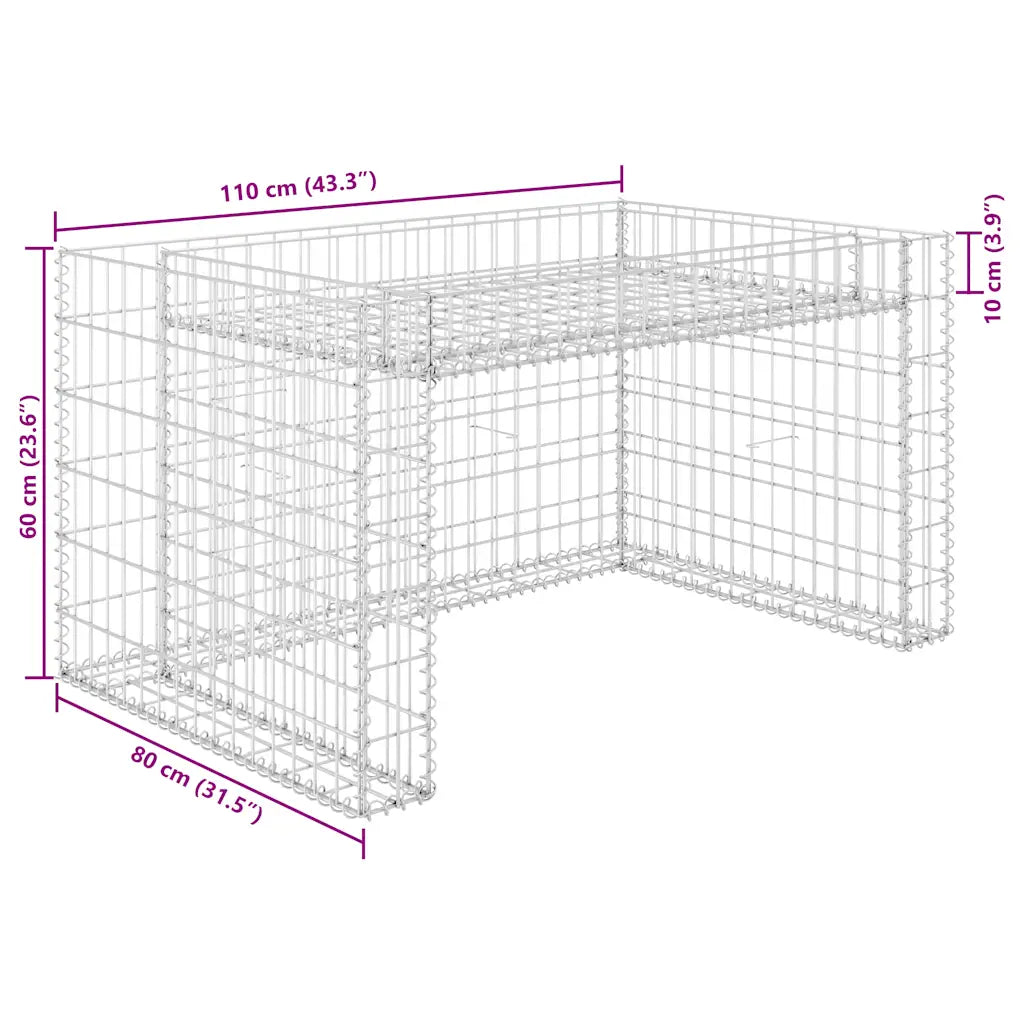 Abrigo p/ corta-relva com divisão elevada fio aço 110x80x60 cm