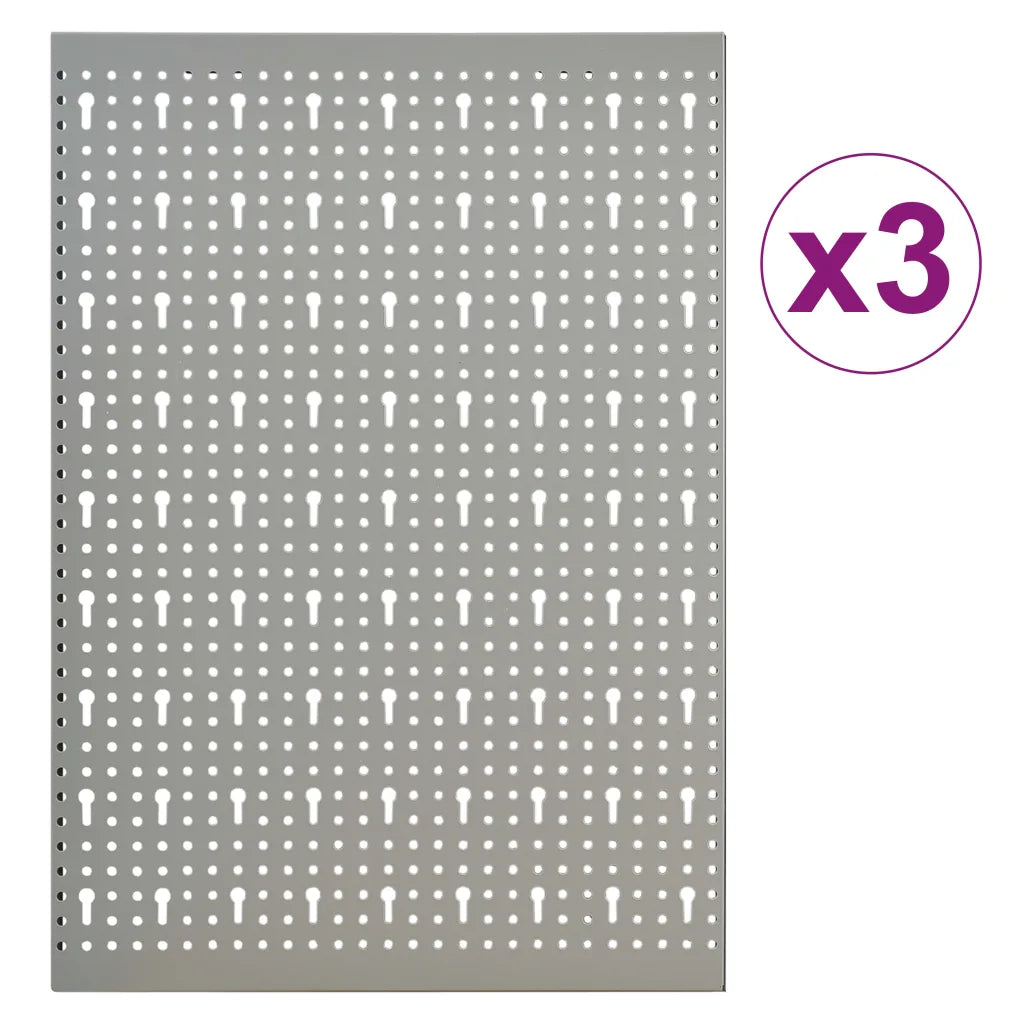 Placas perfuradas de parede 3 pcs 40x58 cm aço