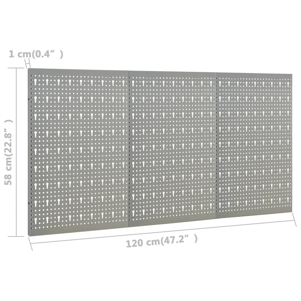 Placas perfuradas de parede 3 pcs 40x58 cm aço