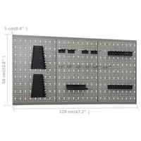Placas perfuradas de parede 3 pcs 40x58 cm aço