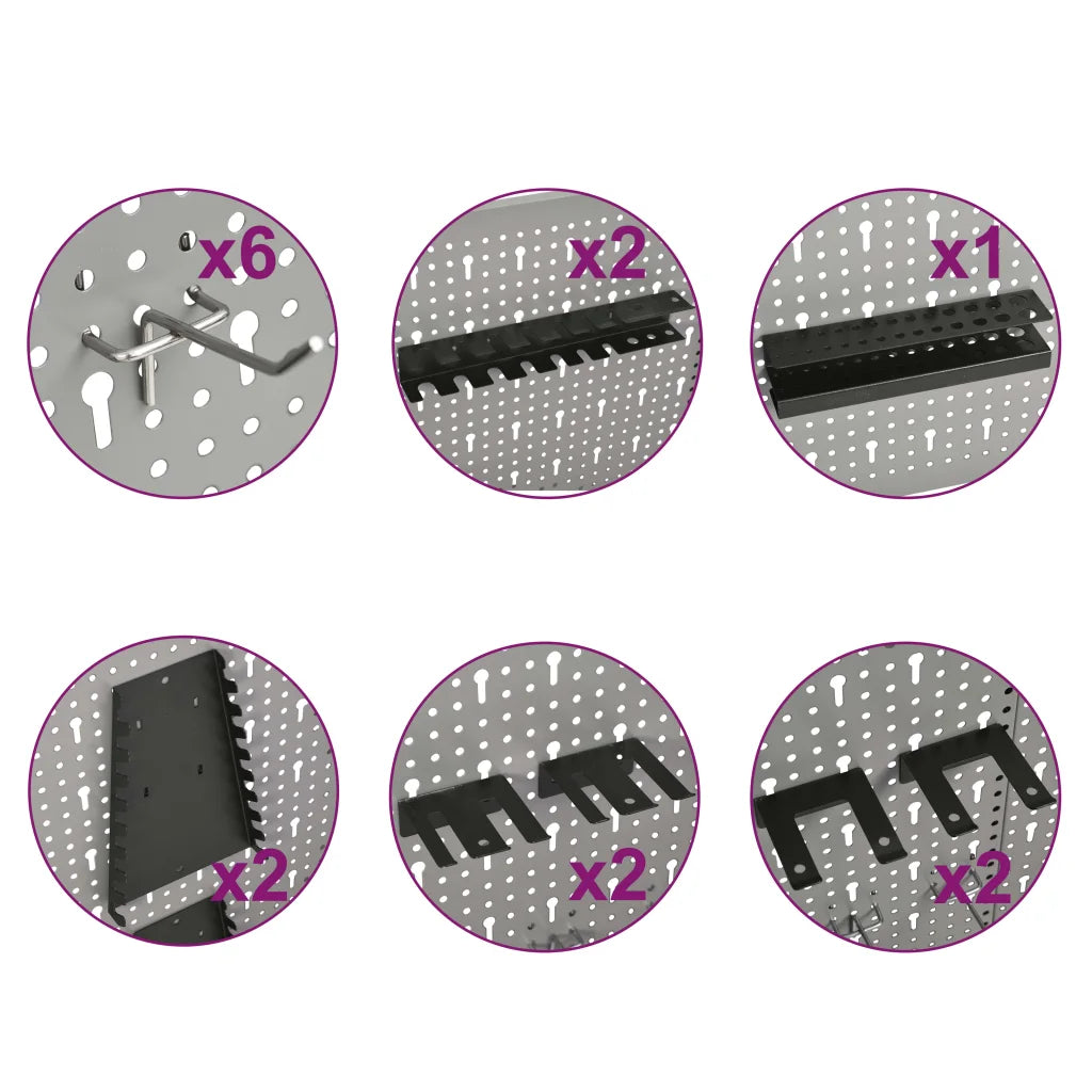 Placas perfuradas de parede 3 pcs 40x58 cm aço