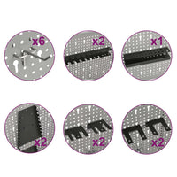 Placas perfuradas de parede 3 pcs 40x58 cm aço