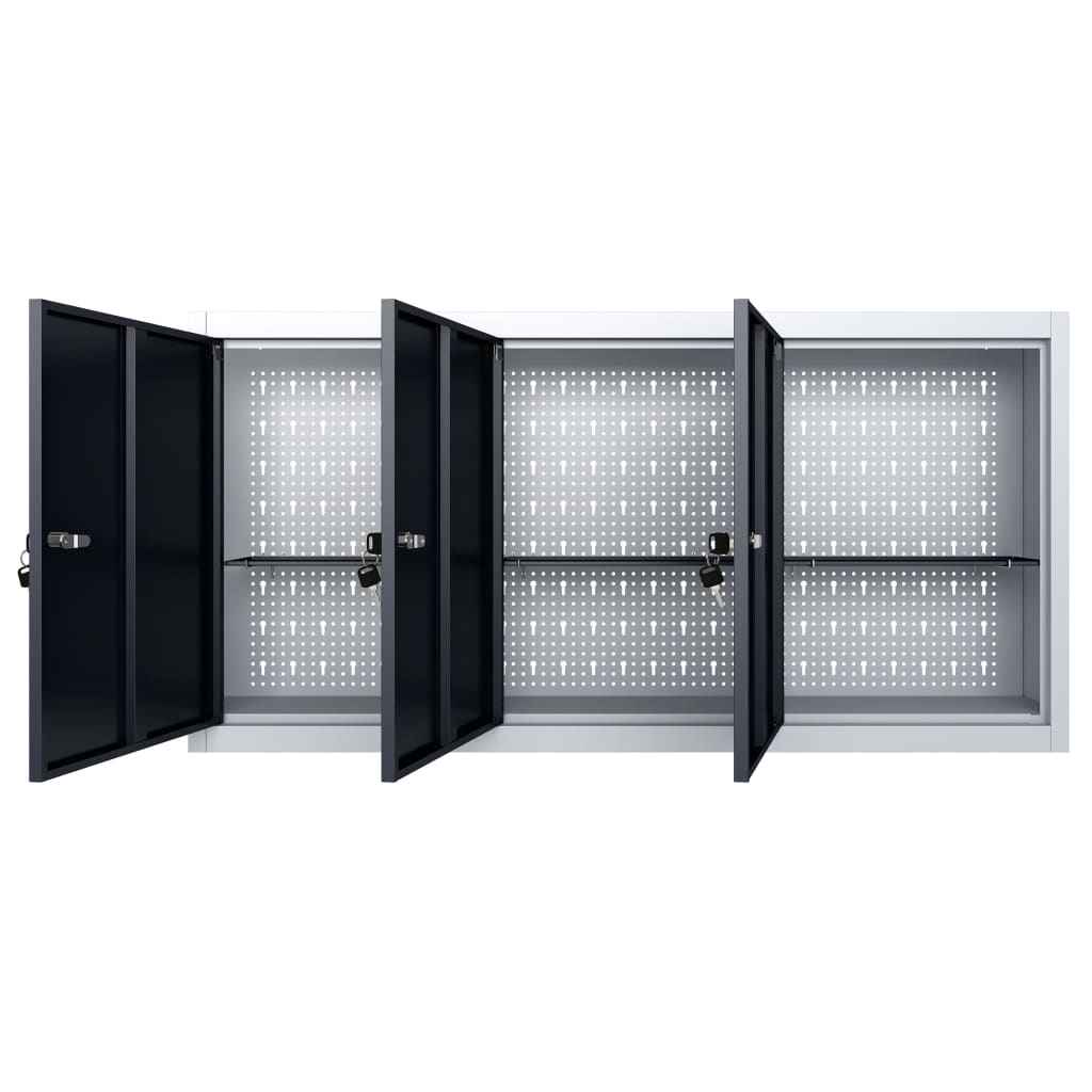 vidaXL Armário ferramentas parede industrial metal cinzento e preto
