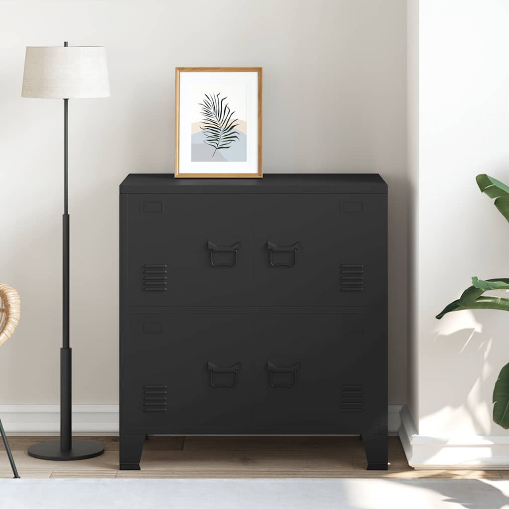 vidaXL Aparador de arrumação industrial 75x40x80 cm aço preto