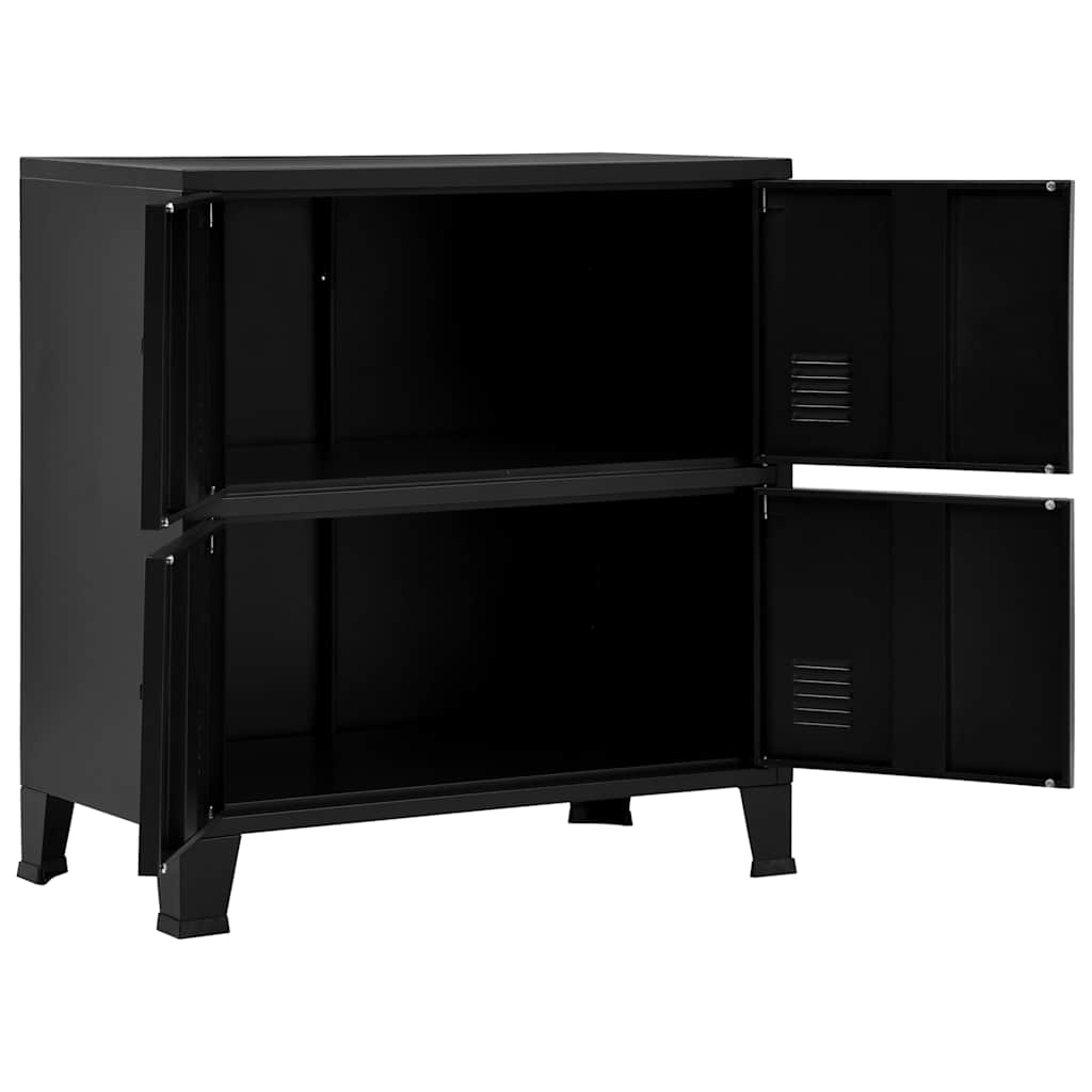 vidaXL Aparador de arrumação industrial 75x40x80 cm aço preto