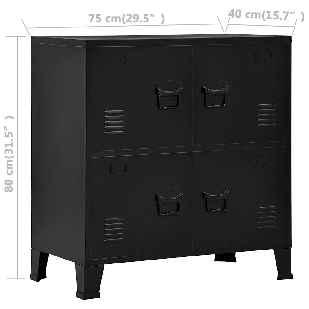vidaXL Aparador de arrumação industrial 75x40x80 cm aço preto
