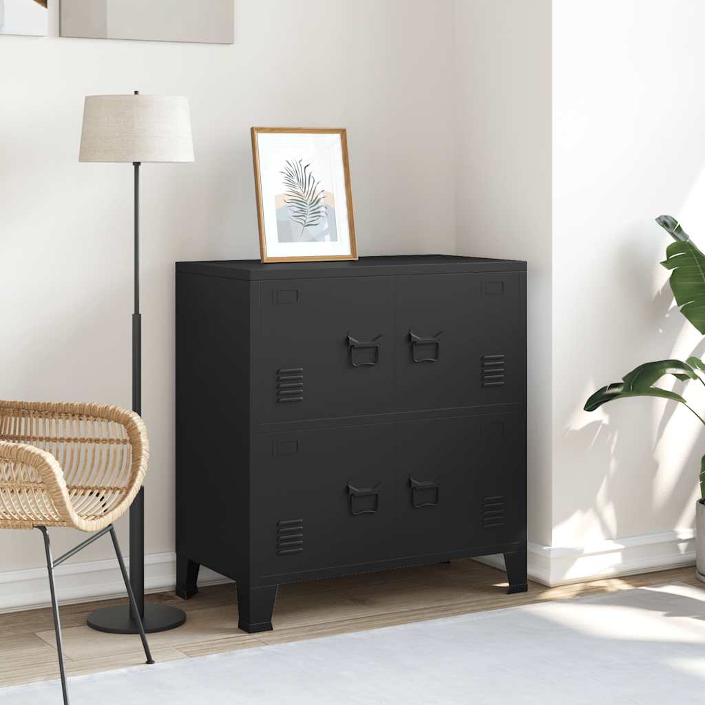 vidaXL Aparador de arrumação industrial 75x40x80 cm aço preto