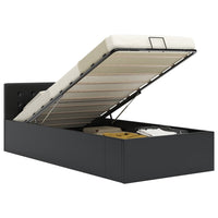 vidaXL Cama hidráulica c/ arrumação 90x200cm couro artificial preto