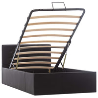 vidaXL Cama hidráulica c/ arrumação 90x200cm couro artificial preto