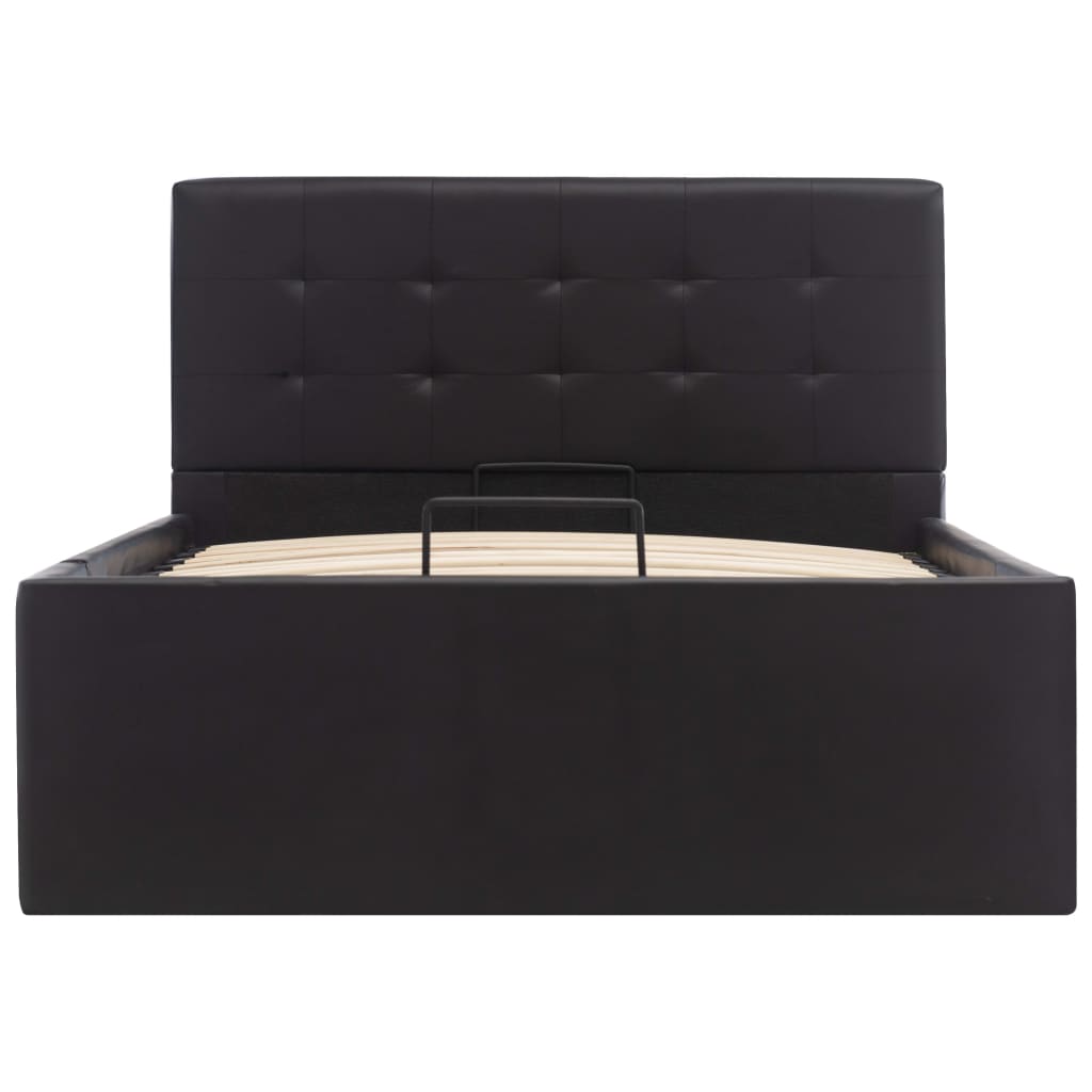 vidaXL Cama hidráulica c/ arrumação 90x200cm couro artificial preto