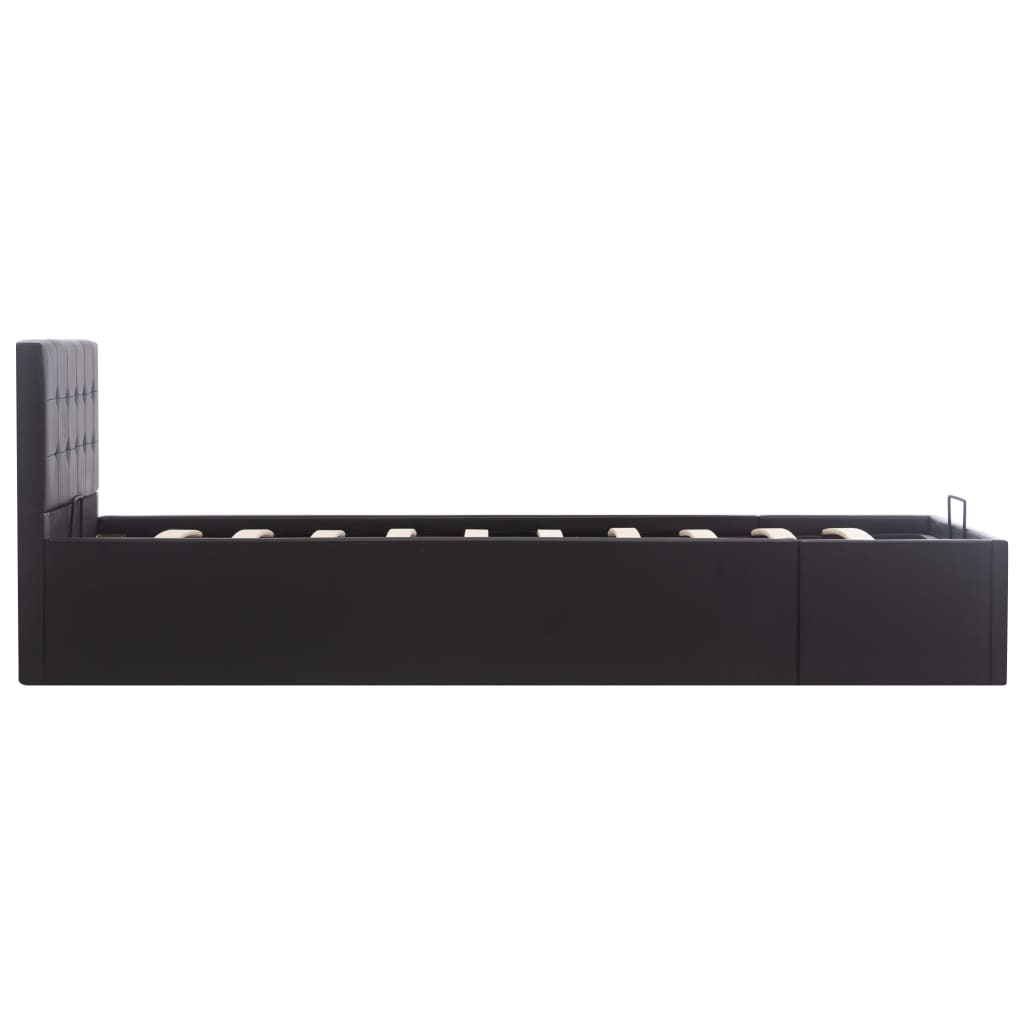 vidaXL Cama hidráulica c/ arrumação 90x200cm couro artificial preto