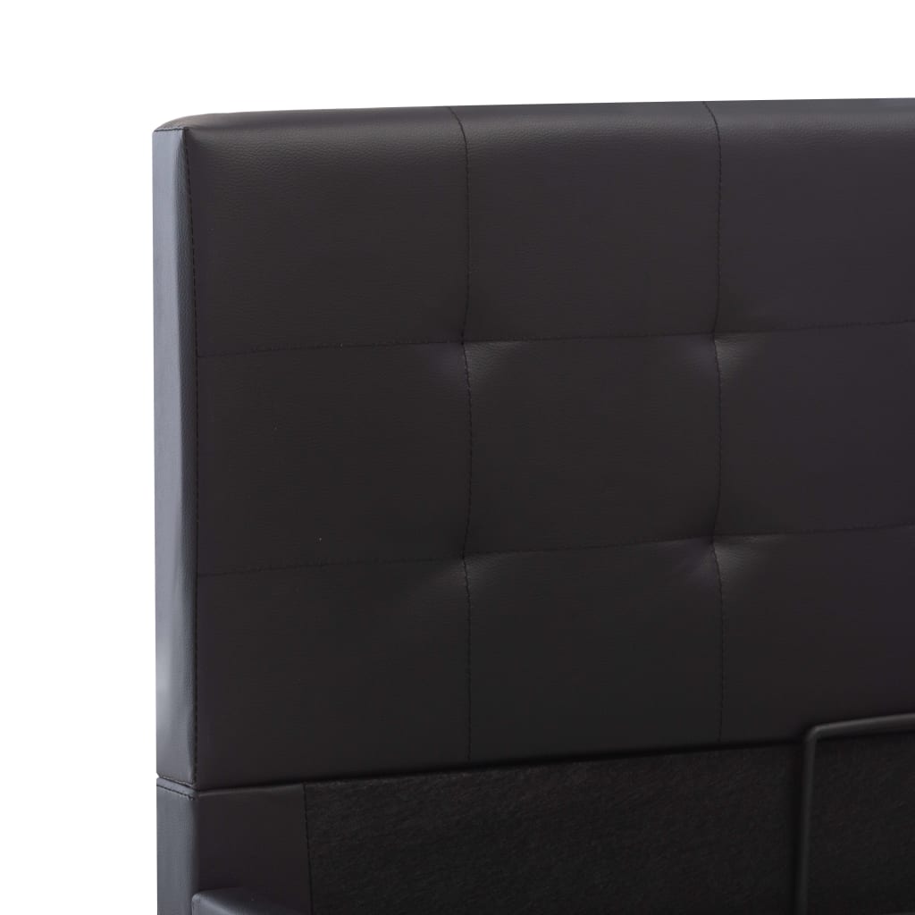 vidaXL Cama hidráulica c/ arrumação 90x200cm couro artificial preto