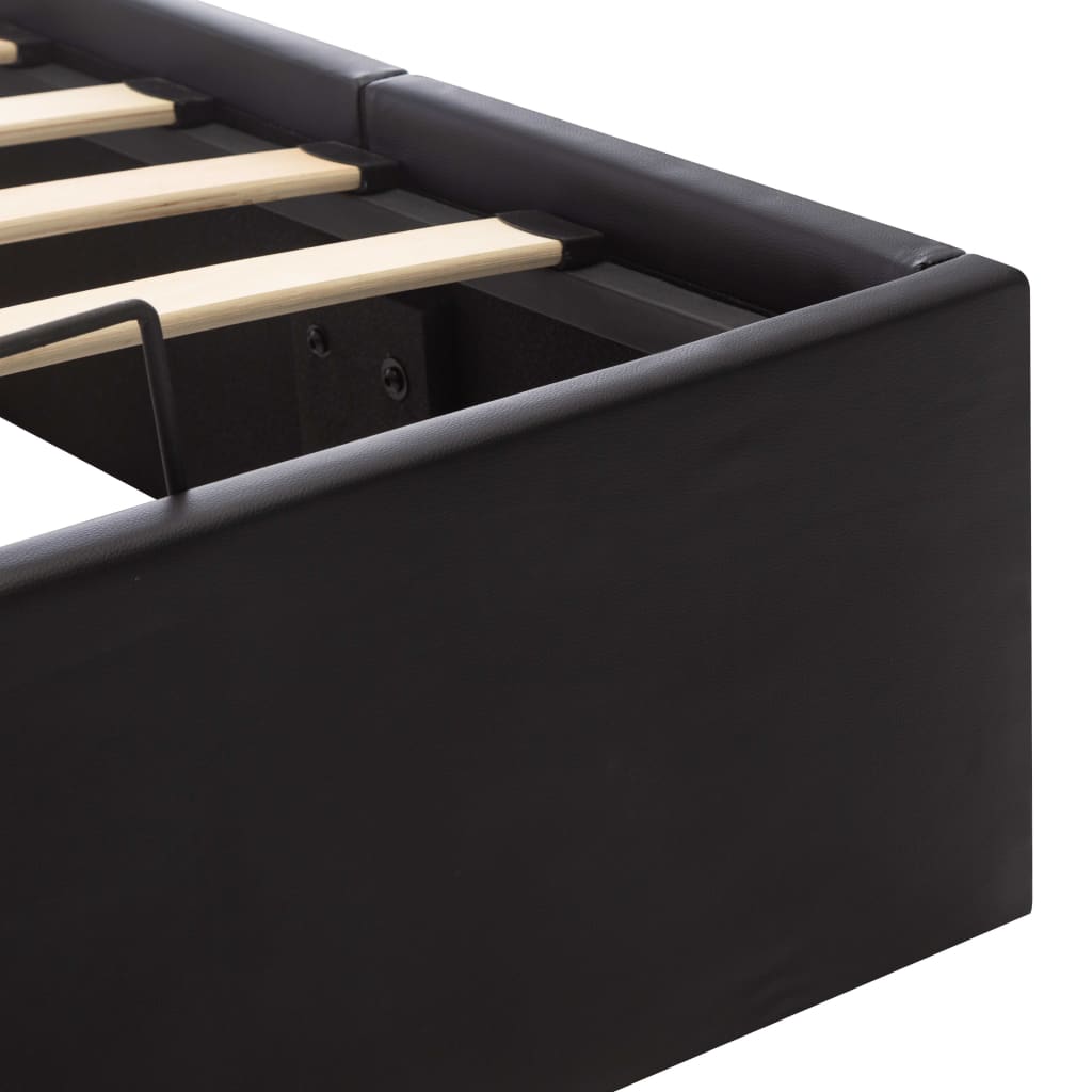 vidaXL Cama hidráulica c/ arrumação 90x200cm couro artificial preto