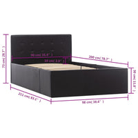 vidaXL Cama hidráulica c/ arrumação 90x200cm couro artificial preto