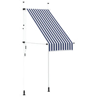 Toldo retrátil manual 100 cm riscas azuis e brancas