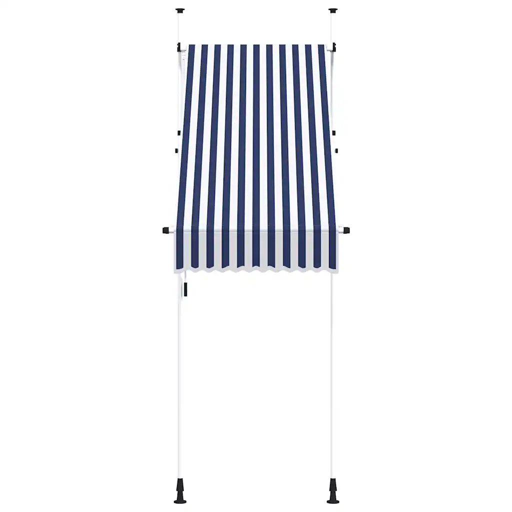 Toldo retrátil manual 100 cm riscas azuis e brancas