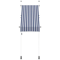 Toldo retrátil manual 100 cm riscas azuis e brancas
