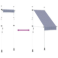 Toldo retrátil manual 100 cm riscas azuis e brancas