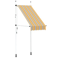 Toldo retrátil manual 100 cm riscas amarelas e azuis