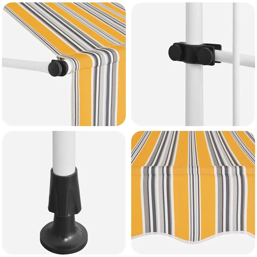 Toldo retrátil manual 100 cm riscas amarelas e azuis