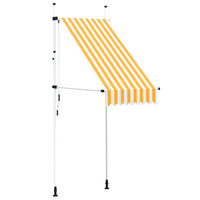 Toldo retrátil manual 100 cm riscas  e branco