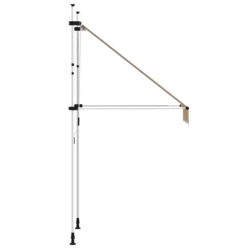 Toldo retrátil manual 100 cm riscas  e branco