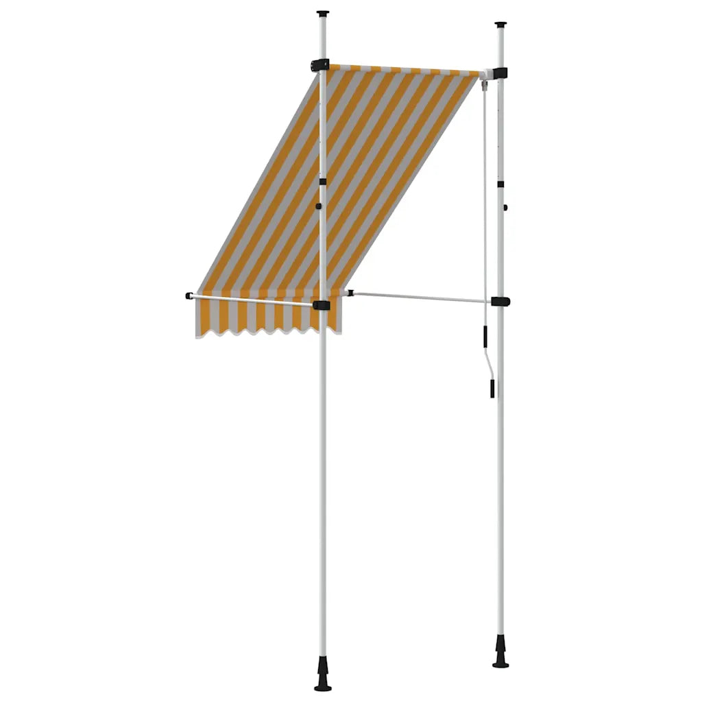 Toldo retrátil manual 100 cm riscas  e branco