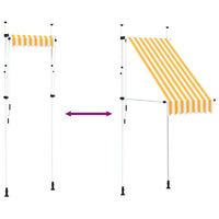 Toldo retrátil manual 100 cm riscas  e branco