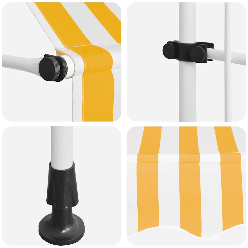 Toldo retrátil manual 100 cm riscas  e branco