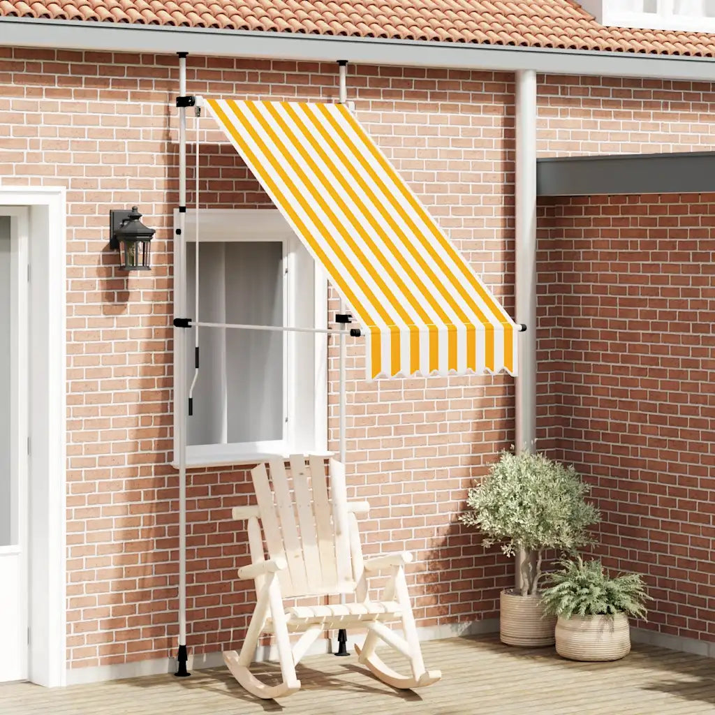 Toldo retrátil manual 100 cm riscas  e branco