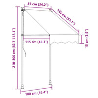 Toldo retrátil manual 100 cm