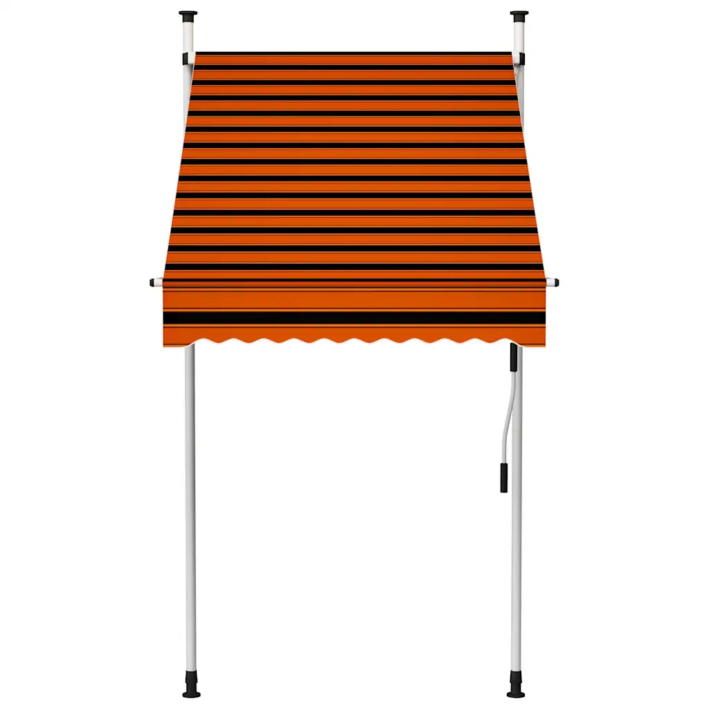Toldo retrátil manual 100 cm laranja e castanho