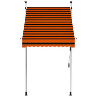 Toldo retrátil manual 100 cm laranja e castanho