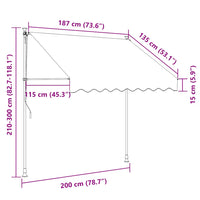 Toldo retrátil manual 200 cm laranja e castanho