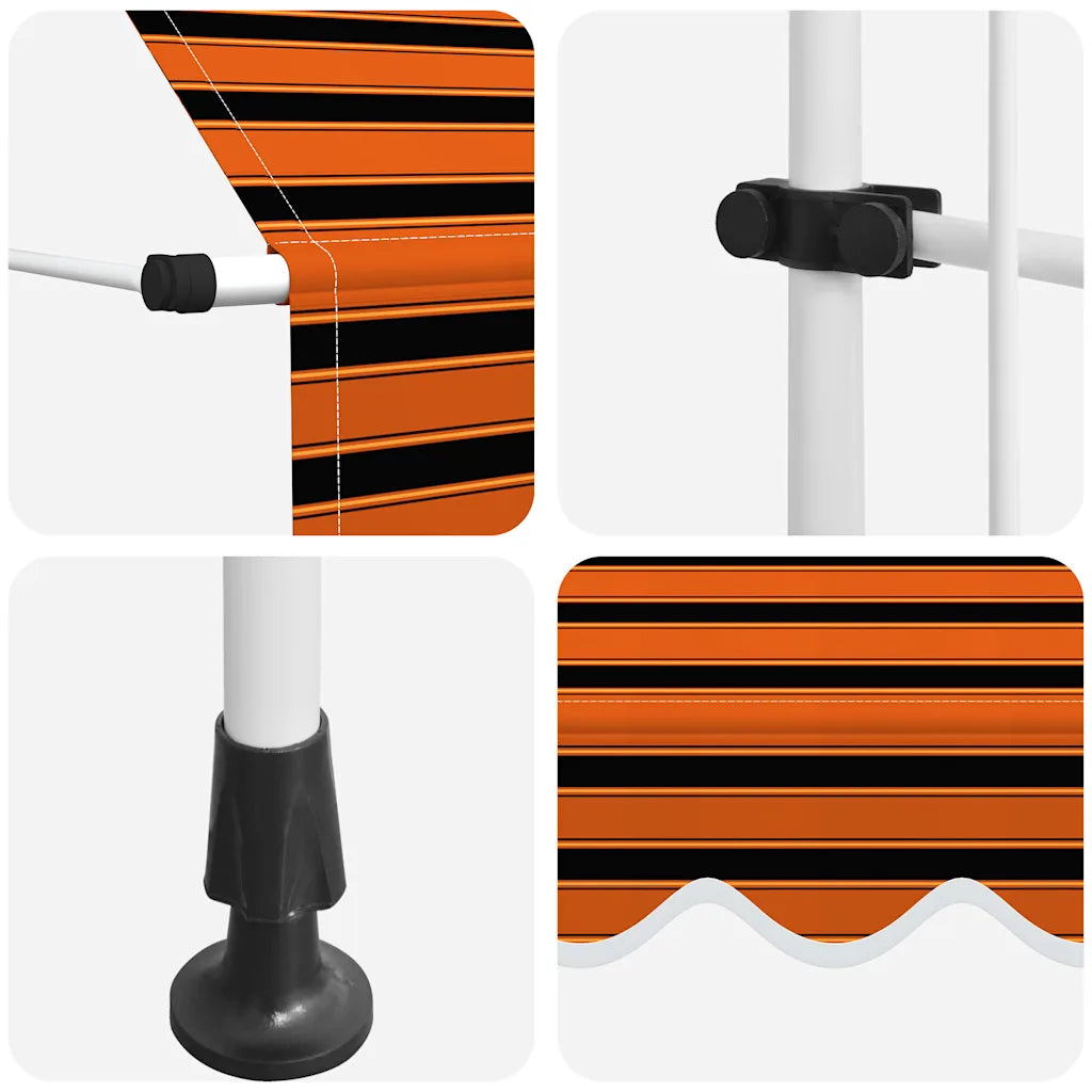 Toldo retrátil manual 250 cm laranja e castanho