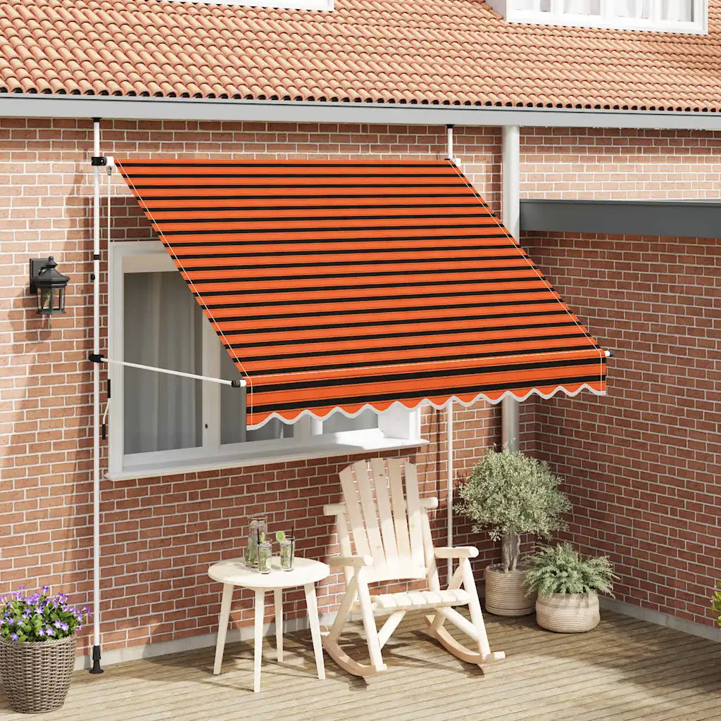 Toldo retrátil manual 250 cm laranja e castanho