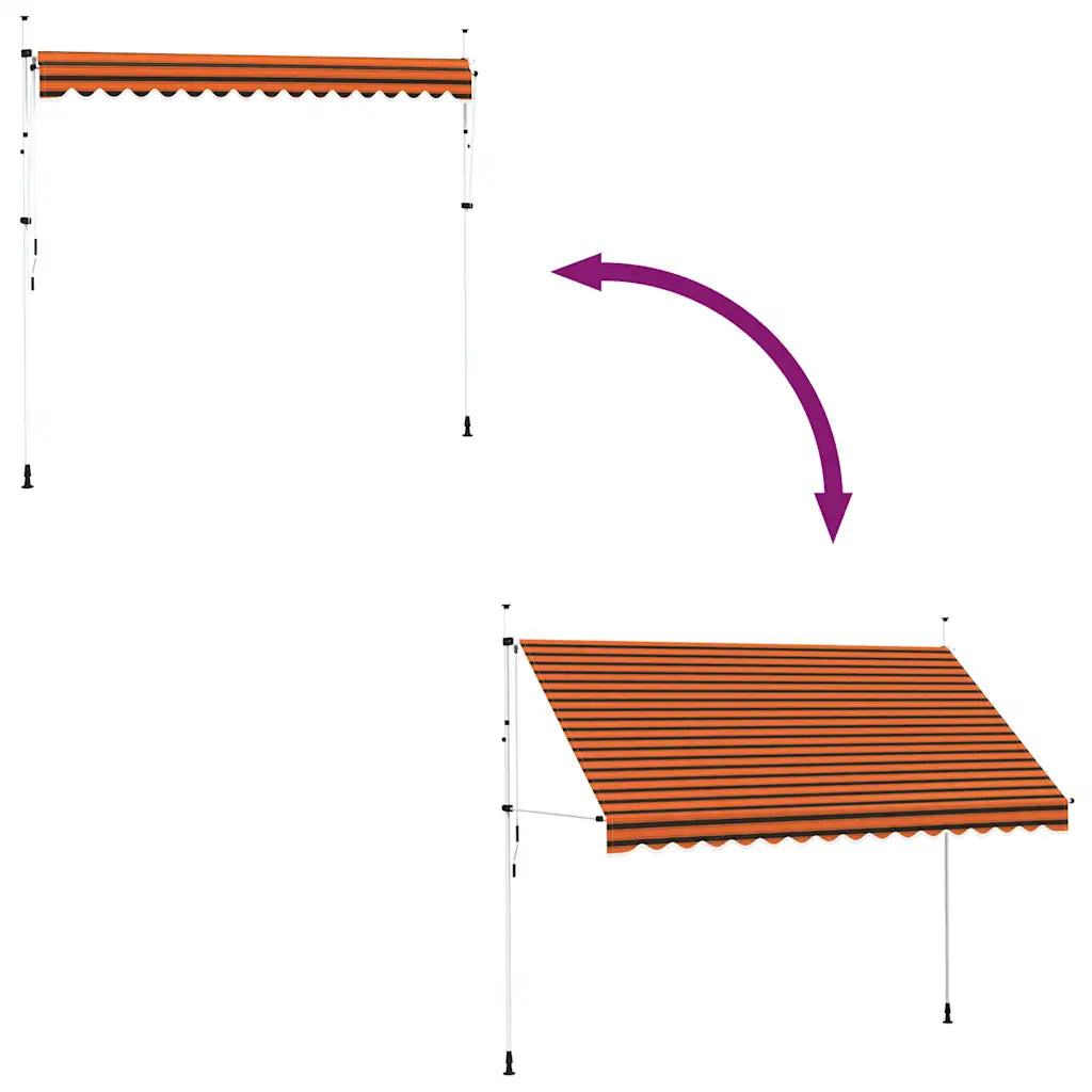 Toldo retrátil manual 350 cm laranja e castanho