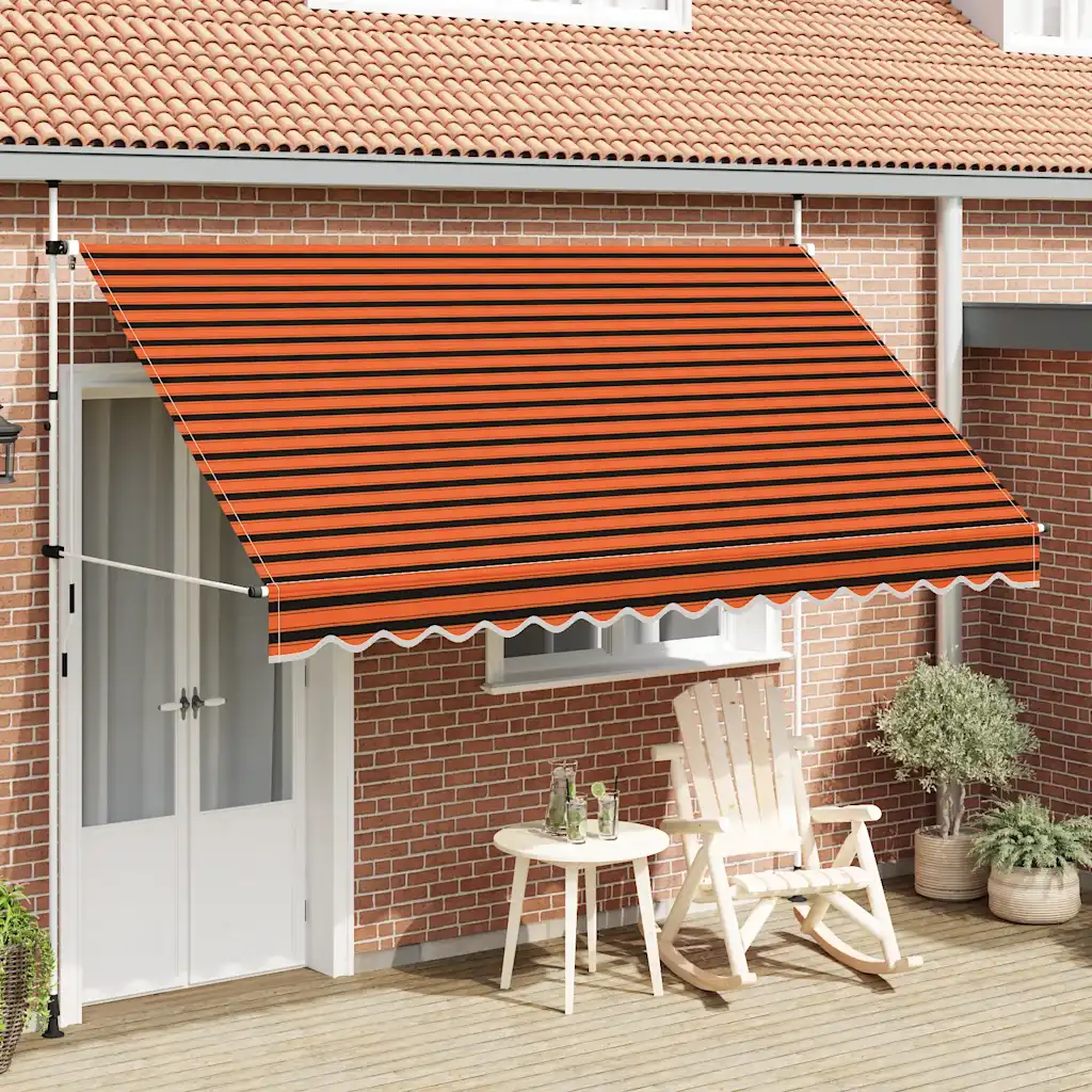 Toldo retrátil manual 350 cm laranja e castanho