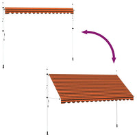 Toldo retrátil manual 400 cm laranja e castanho