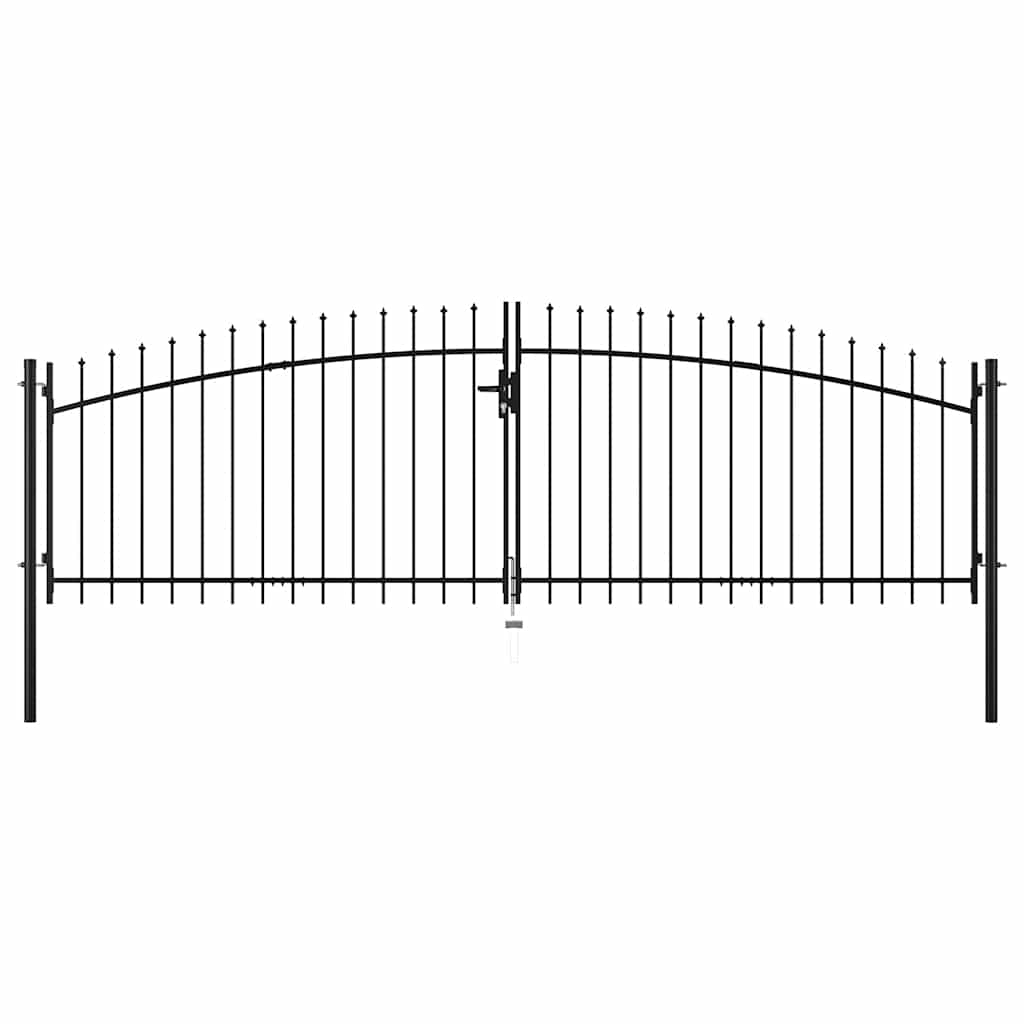 vidaXL Portão de cerca com porta dupla e topo em lanças 400x175 cm