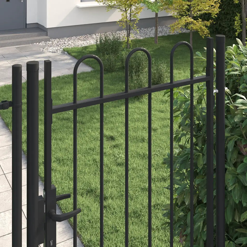 Portão de cerca BOXTEL Porta única com topo arqueado em aço 1x2 m