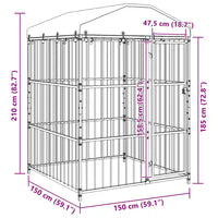 Canil de exterior com telhado 150x150x210 cm
